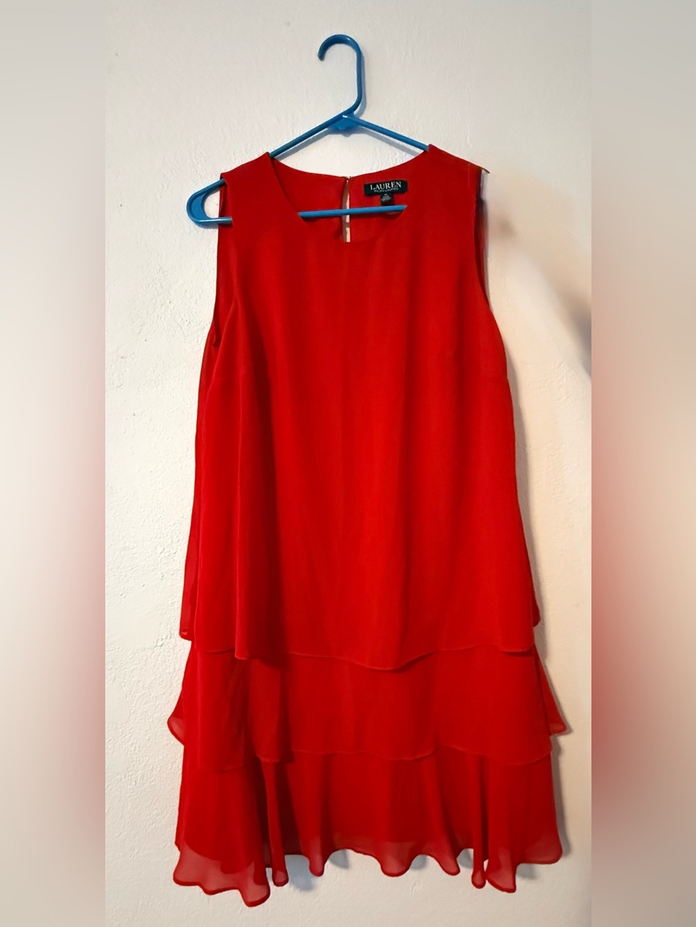 Lauren Ralph Lauren Bright Red Tiered Sleeveless Dress